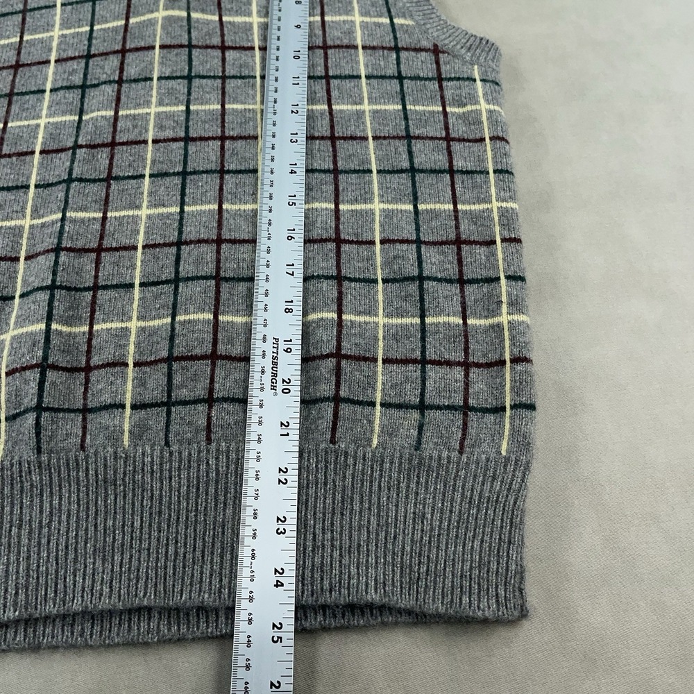 Vintage Polo Ralph Lauren Cashmere‎ Sweater Vest Men's Large RRL Gray Plaid 90s - Picture 7 of 10